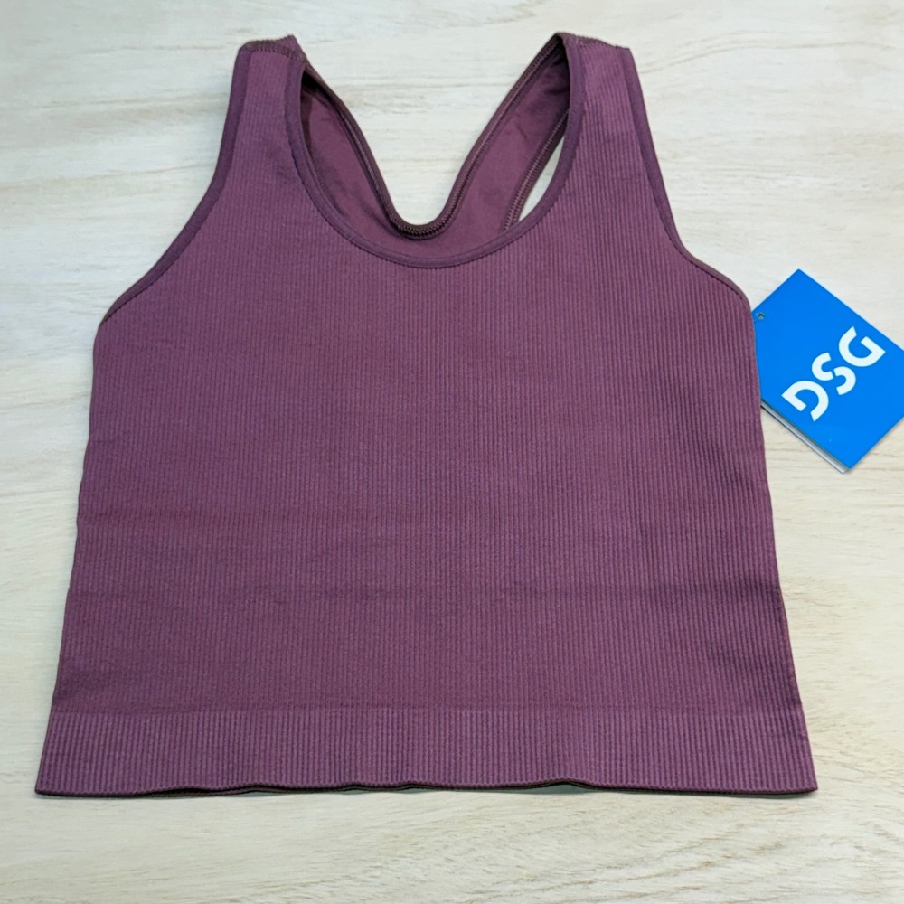 DSG Girls Momentum Seamless‎ Bra Tank Rose Coffee XS Ribbed Athletic Comfort